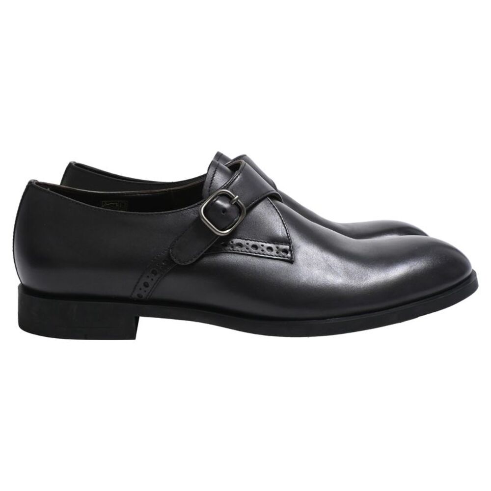 Ermenegildo Zegna Monk Strap Shoes in Black Leather